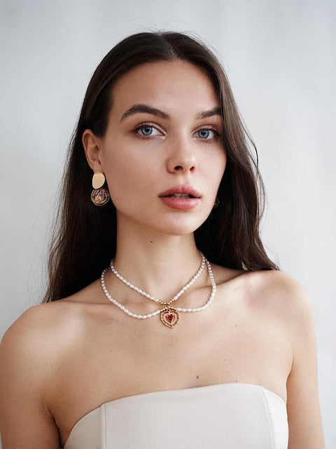 Pearls in Golden Web Dangle Earrings - Froppin