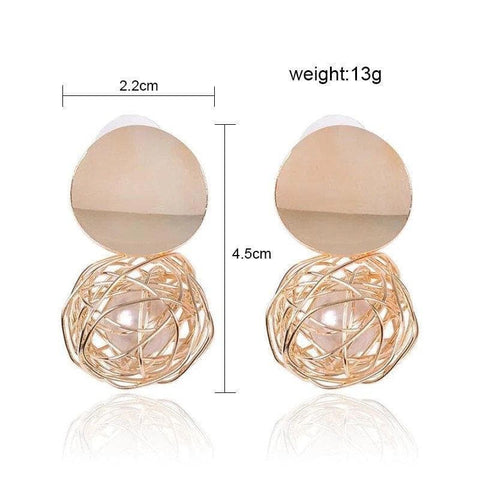 Pearls in Golden Web Dangle Earrings - Froppin