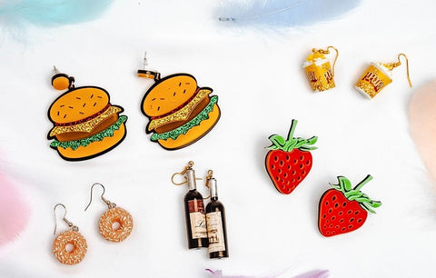 Pink Glazed Donuts Earrings, Sweet White Sprinkled Cream Topped Baked Earrings, Strawberry Earrings, Foodie Earrings, Dessert Hoops Earrings - Froppin