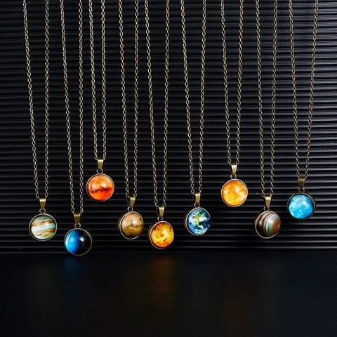 Planets Necklace, Luminous Universe Pendant Solar System Necklace, Space Planets Sun Jewelry, Astronaut Realistic Planet Galaxy Gift For Her - Froppin