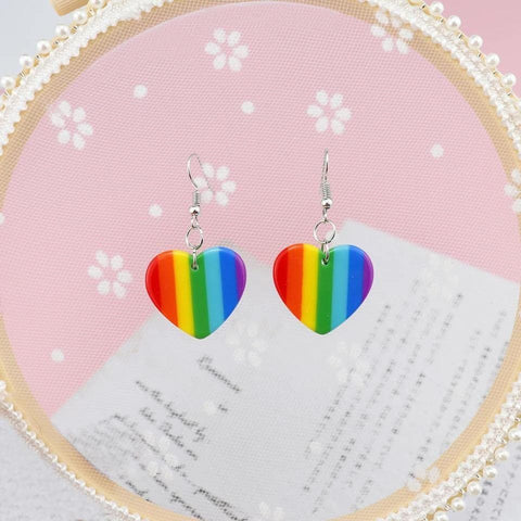 Rainbow Hearts Earrings - Froppin
