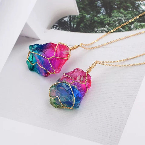 Raw Rainbow Crystal Necklace - Froppin