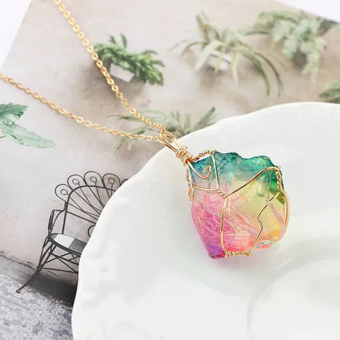 Raw Rainbow Crystal Necklace - Froppin