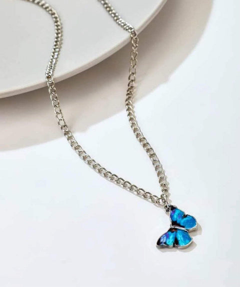 Realistic Blue Butterfly Pendant Necklace - Froppin