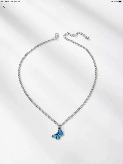 Realistic Blue Butterfly Pendant Necklace - Froppin