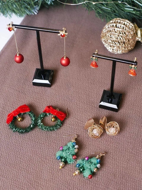 Red Balls Threadnand Christmas New Year 2022 Earrings Berry - Froppin
