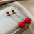 Red Long Golden Snowflake Ball Elegant Red Dress Christmas Theme Style Earrings - Froppin