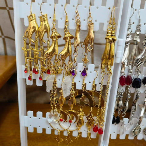 Red Stone Blood Drip Drop Dagger Earrings - Froppin