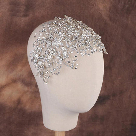 Rhinestone Bridal Headband, Crystal Bridal Flower Tiara Crown Flower Headband, Crystal Hairpiece Bridal Tiara Pearl Hairband Wedding Jewelry - Froppin