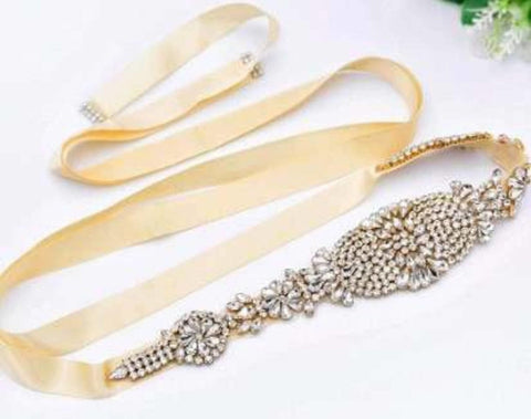 Rhinestone Floral Sash - Froppin