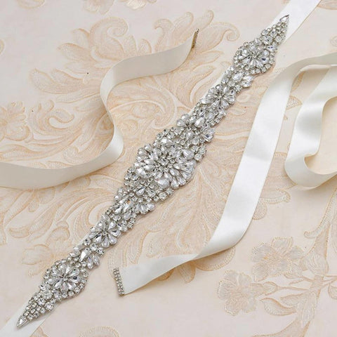 Rhinestone Floral Sash - Froppin