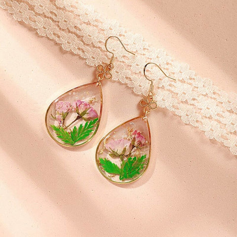 Rose Dried Flower Earrings - Froppin