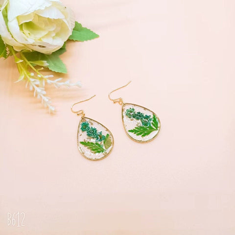 Rose Fall Dry Flower Earrings, Dry Press Flower Earrings, Resin Earrings, Boho Earrings, Vegan Earrings Floral Jewelry Dried Flower Earrings - Froppin