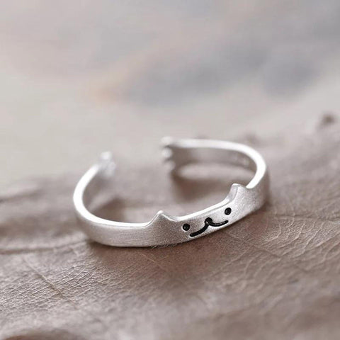 S925 Cat Hug Ring Cute Animal Ring, Hugging Ring Tiny Cat Ring Delicate Ring, Adjustable Paws Ring Ears Ring, Gift For Her Face Ring Jewelry - Froppin
