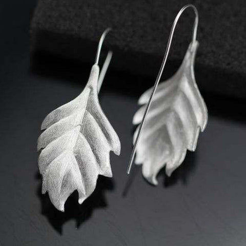 S925 Fall Cherry Blossom Flower Leaves Earrings, Silver Earrings, Bridal Earrings, Gift For Her, Large Earrings, Floral Sakura Leaf Earrings - Froppin