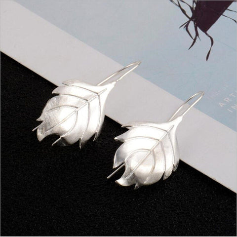 S925 Fall Cherry Blossom Flower Leaves Earrings, Silver Earrings, Bridal Earrings, Gift For Her, Large Earrings, Floral Sakura Leaf Earrings - Froppin