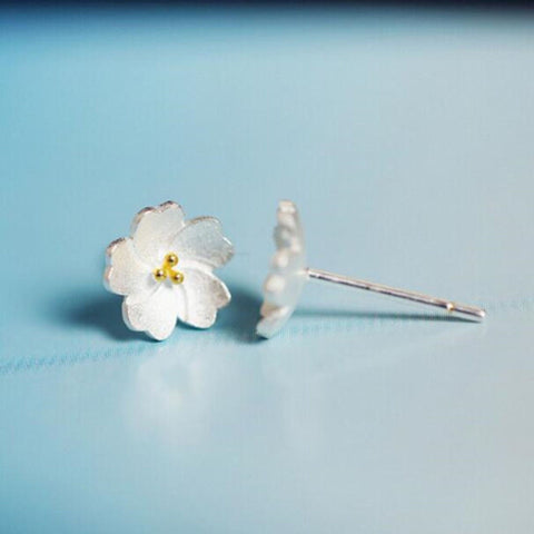 S925 Flower Stud Earrings Sakura Earrings, Cherry Blossom Earrings Minimalist Studs Delicate Earrings, Bridal Flower Earrings Floral Jewelry - Froppin