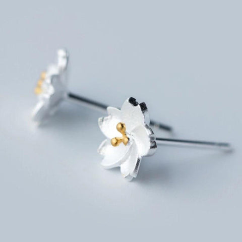 S925 Flower Stud Earrings Sakura Earrings, Cherry Blossom Earrings Minimalist Studs Delicate Earrings, Bridal Flower Earrings Floral Jewelry - Froppin