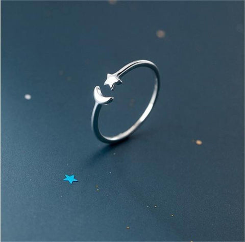 S925 Tiny Star Moon Ring - Froppin