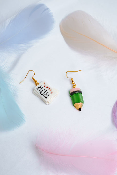 Scribble Scrabble To Do List Earrings • Student Homework Pencil Earrings • School Fashion Earrings • Nerdy Earrings • Artist Sketch Earrings - Froppin