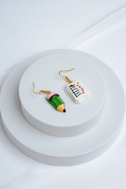Scribble Scrabble To Do List Earrings • Student Homework Pencil Earrings • School Fashion Earrings • Nerdy Earrings • Artist Sketch Earrings - Froppin