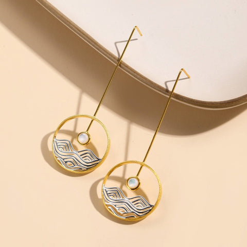 Setting Sun Earrings Gold Moon Earrings Large Opal Earrings - Froppin