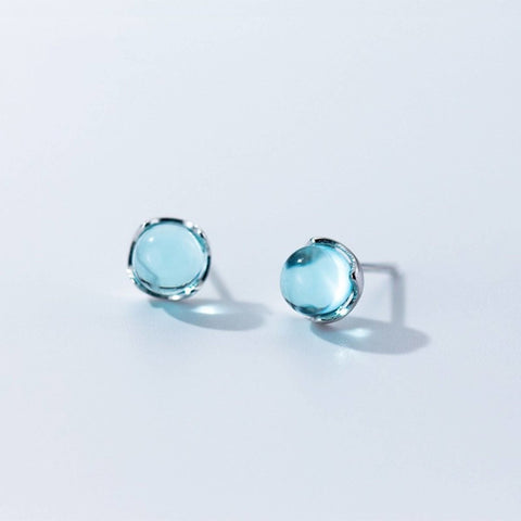 Silver Blue Aurora Minimalist Silver Studs Gift for Her - Froppin