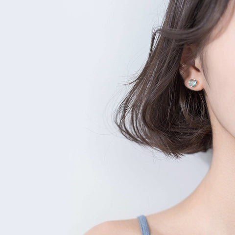 Silver Blue Aurora Minimalist Silver Studs Gift for Her - Froppin