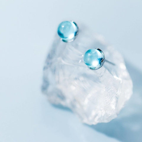 Silver Blue Aurora Minimalist Silver Studs Gift for Her - Froppin