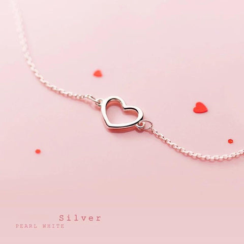 Silver Charm Delicate Bracelet Heart Bracelet Cute Bracelet Chain Bracelet Jewelry Gift For Her Love Bracelet Adjustable Minimalist Bracelet - Froppin
