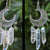 Silver Crescent Moon Crystal Dangle Earrings - Froppin