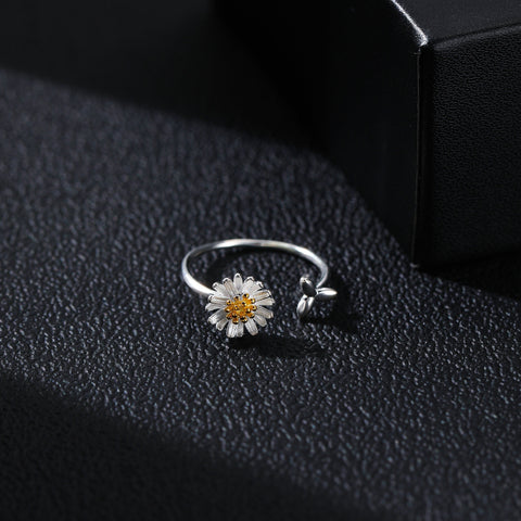 Silver Daisy Ring Adjustable Band Flower Ring, Gold Statement Ring Flower Jewelry, Floral Ring Minimalist Jewelry, Promise Ring Gift For Her - Froppin