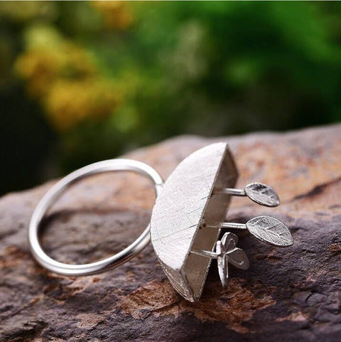 Silver Garden Butterfly Ring Delicate Ring - Froppin