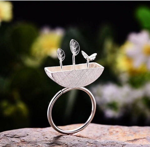 Silver Garden Butterfly Ring Delicate Ring - Froppin