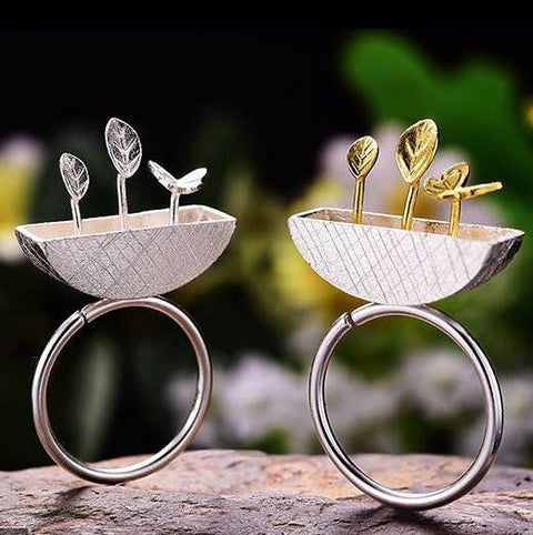 Silver Garden Butterfly Ring Delicate Ring - Froppin
