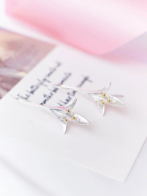 Silver Jasmine Flower Hook Earrings - Froppin