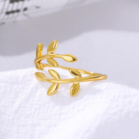 Silver Laurel Ring, Tiny Leaves Ring, Adjustable Ring Gold Ring, Dainty Ring Cute Ring, Delicate Ring Bridesmaid Gift For Her Bridal Jewelry - Froppin