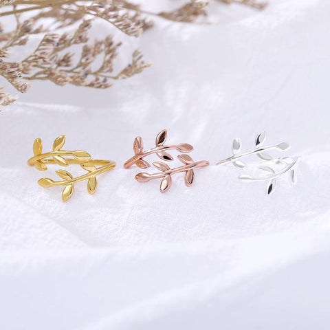 Silver Laurel Ring, Tiny Leaves Ring, Adjustable Ring Gold Ring, Dainty Ring Cute Ring, Delicate Ring Bridesmaid Gift For Her Bridal Jewelry - Froppin
