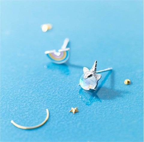 Silver Unicorn Stone Earrings - Froppin