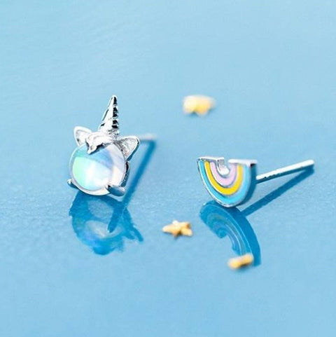 Silver Unicorn Stone Earrings - Froppin