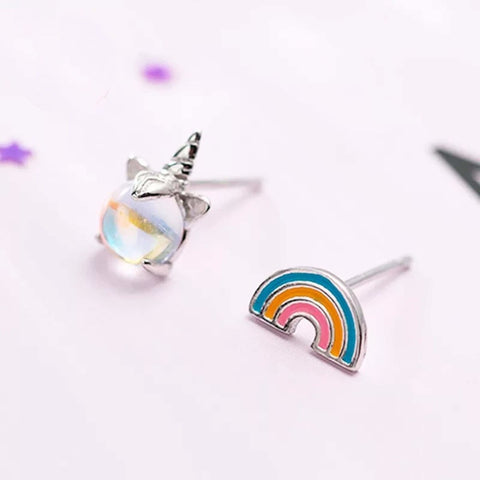 Silver Unicorn Stone Earrings - Froppin