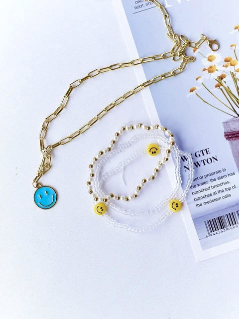 Small Blue Emoji Necklace - Froppin