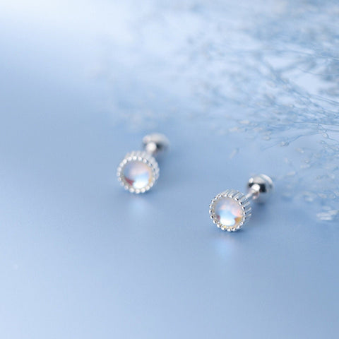 Small Rainbow Moonstone Earrings, Classic Earrings, Hypoallergenic Earrings, Silver Gemstone Cute Piercing Stone Earrings, Crystal Earrings - Froppin