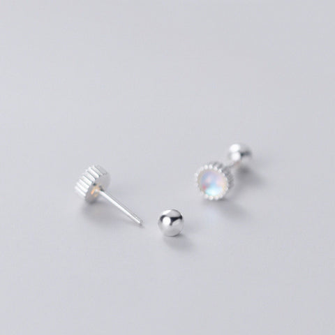 Small Rainbow Moonstone Earrings, Classic Earrings, Hypoallergenic Earrings, Silver Gemstone Cute Piercing Stone Earrings, Crystal Earrings - Froppin