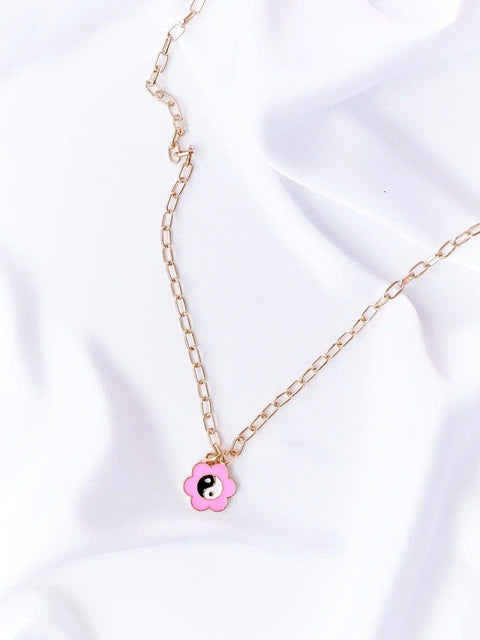 Smile and Pearl Pink Triple Adjustable Length Necklace - Froppin
