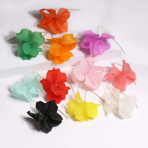 Spring Flower Earrings | Floral Hoops | Bohemian Earrings | Long Dangle Flower Earring | Gift For Her | Petal Earrings | Cute Flower Jewelry - Froppin