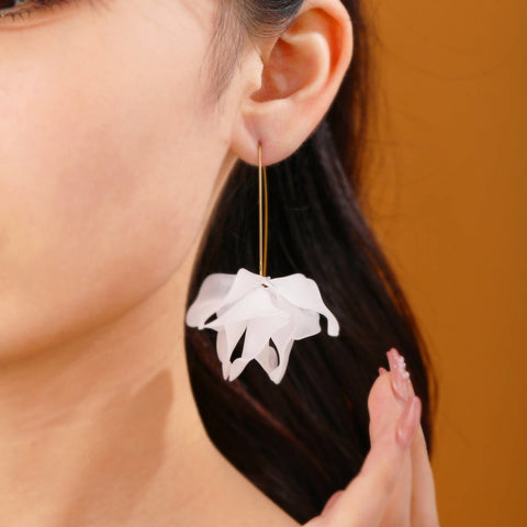 Spring Flower Earrings | Floral Hoops | Bohemian Earrings | Long Dangle Flower Earring | Gift For Her | Petal Earrings | Cute Flower Jewelry - Froppin