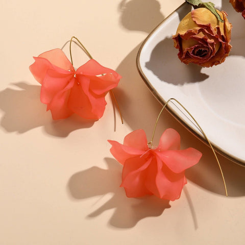 Spring Flower Earrings | Floral Hoops | Bohemian Earrings | Long Dangle Flower Earring | Gift For Her | Petal Earrings | Cute Flower Jewelry - Froppin