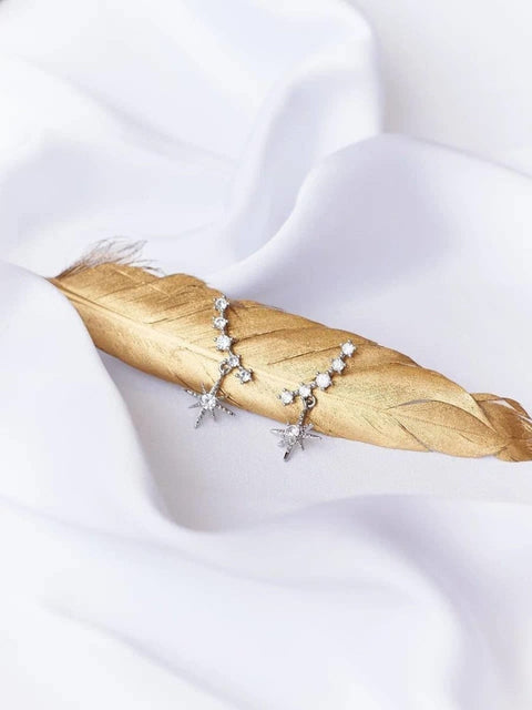 Star Line Piercing Imitation Stud Eight Pointed Earrings - Froppin