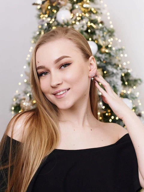 Star Line Piercing Imitation Stud Eight Pointed Earrings - Froppin